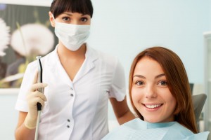 a woman visiting her dentist